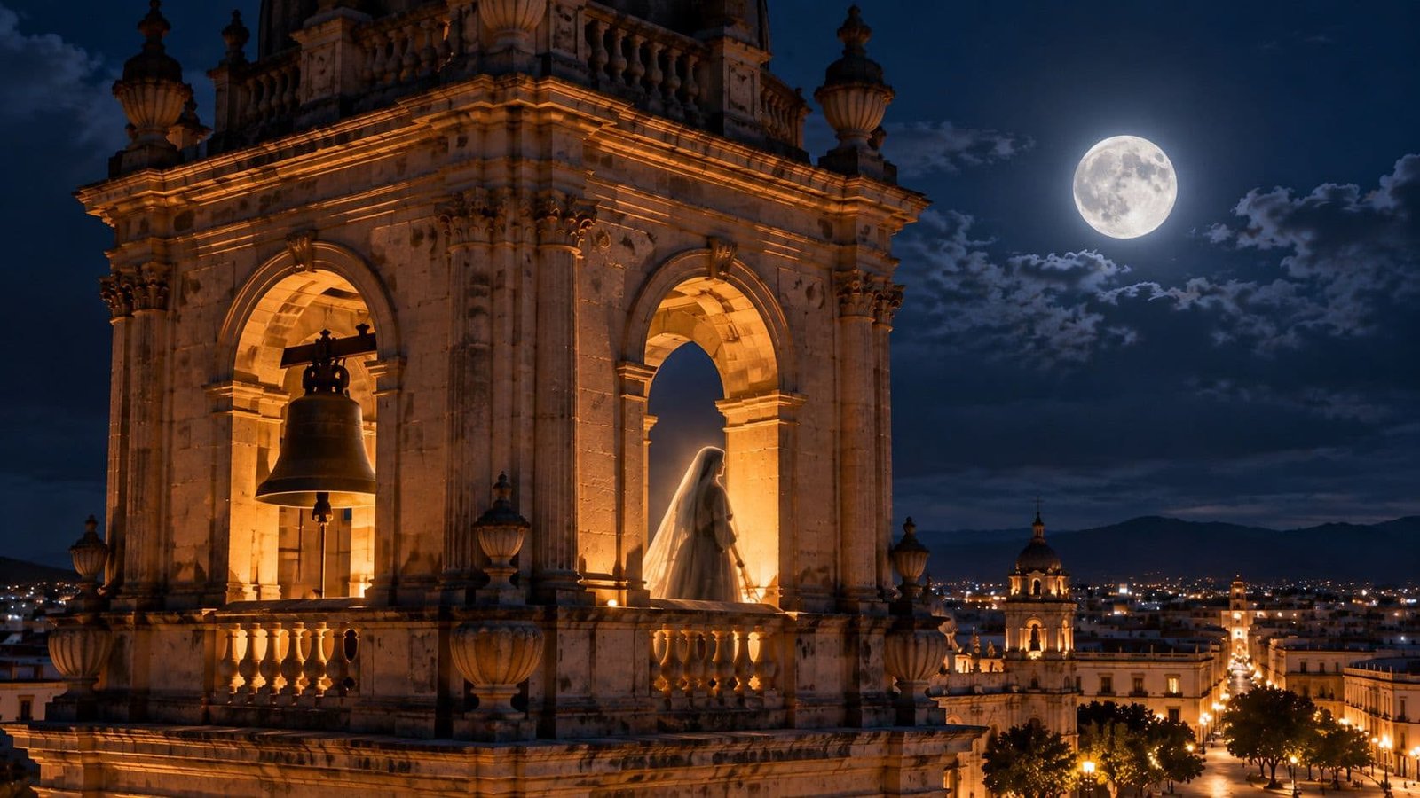 Beatriz, la Monja de Luna, en una torre de la Catedral de Durango