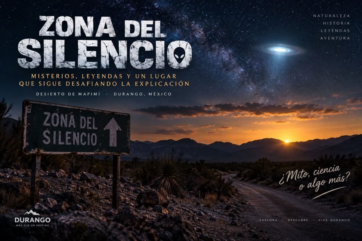 Zona del Silencio en Durango de noche con misteriosa luz sobre el desierto